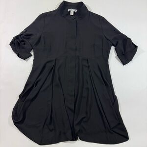 Joseph Ribkoff Button Front Blouse Black Semi Sheer Mock Neck